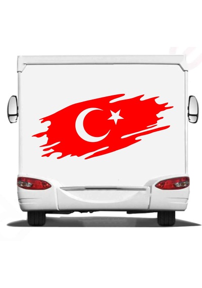 Yırtıklı Tırtıklı Türk Bayrağı, Ayyıldız, Araba Oto Motosiklet Karavan Sticker 02516 20x8 Cm