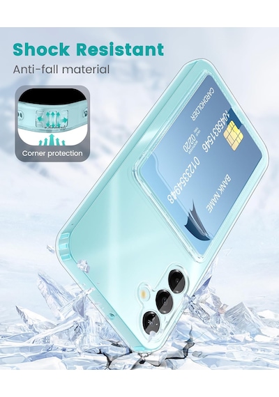 Samsung Uyumlu Galaxy A16 Kılıf Şeffaf Kartlık Bölmeli Şeffaf Silikon