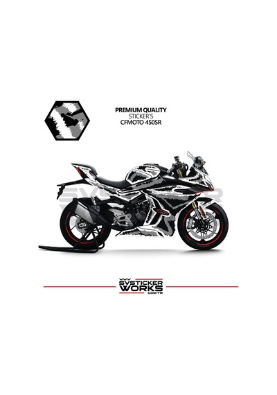 Cfmoto 450sr Kaplama Sticker Air Brush Motor Kaplama Modeli Hazır Kit Tüm Modeller Uyumlu Gri