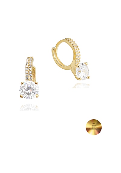 Brezza Lusso Jewelry 18k Serie Oro Zirkon Taşı Halka Kadın Gümüş Küpe Stylish Night 7 Mm