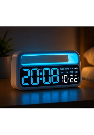 Elektrikli Dijital Alarm Saati, Büyük Rakamlı Led Ekran, Modern Tasarım Ve Dikdörtgen Şekil Siyah