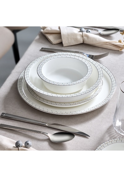 Evaliza Alaia Stella Platin 60 Parça 12 Kişilik Yemek Takımı Renkli