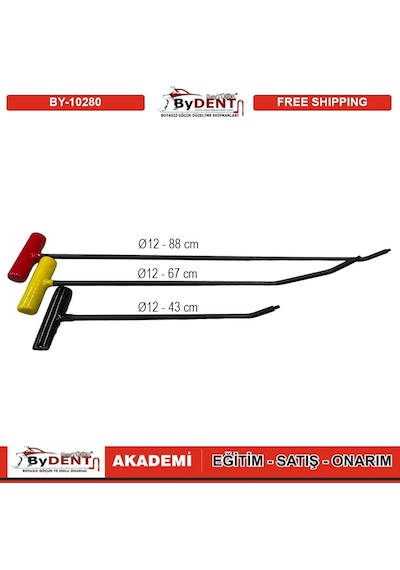 Pdr Boyasız Göçük Düzeltme Çubuğu T Sap Değişken Uç 3 Lü Set