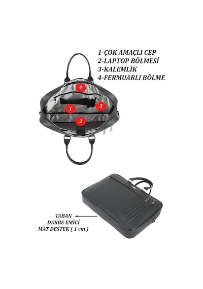 Case Club 2208-5 Laptop Evrak Çantası Büyük Boy 17.3 İnç El Omuz Çantası Siyah