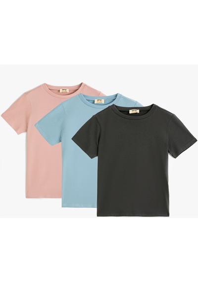 Koton 3'lü Basic Tişört Seti Kısa Kollu Çok Renkli Pembe 4skb10552tk Gülkurusu Koton 3'lü Basic Tişört Seti Kısa Kollu Çok Renkli Pembe 4skb10552tk Gülkurusu