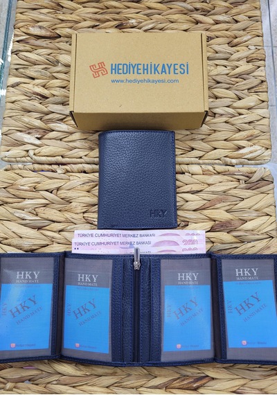 Hky Lüks Erkek Deri İsme Özel Memur Cüzdanı Lacivert