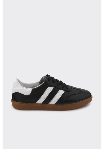 Derinet Comfort Taban Hakiki Deri Kadın Sneaker Siyah Beyaz Siyah Beyaz