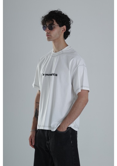 Cocopelli Be Yourself Oversize Tasarım T-shirt Coc1384 Beyaz