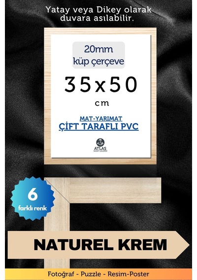 Krem-20mm-35x50 Cm Mat Pvc Li Camsız Fotoğraf Puzzle Belge Çerçeve Yatay Dikey Asılabilme 04412035