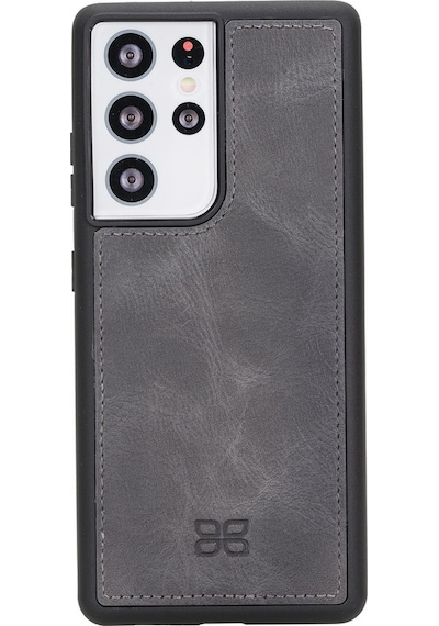 Bouletta Samsung Galaxy S21 Ultra Uyumlu Deri Cüzdanlı Kılıf TN18E Gri