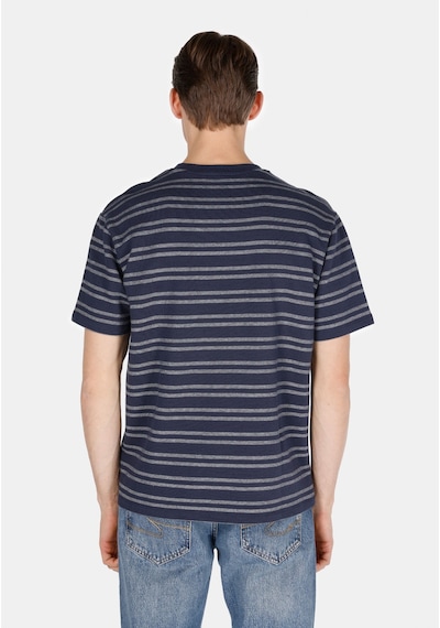 Colin's Colins Comfort Fit Yuvarlak Yaka Çizgili Erkek Lacivert Kısa Kol Tişört Cl1073624 Q1.v1 Nav Lacivert