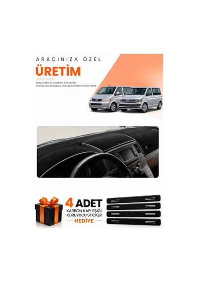 Vw Transporter T5 Çift Kpk 2003-2016 Uyumlu Torpido Koruma Örtüsü Oto Kılıfı - Siyah-gri - Vw027-1