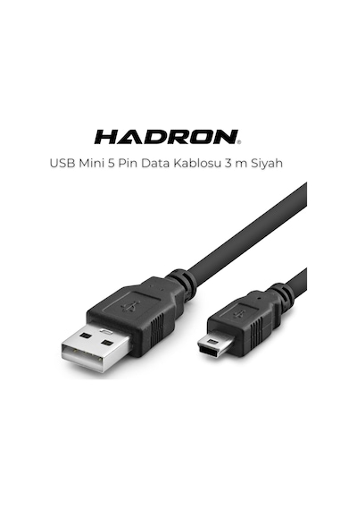 Hdx7523 Usb Mını V3/5pın M To Usb M Kablo 3m Siyah