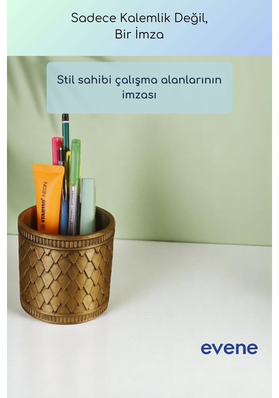Kalemlik Masa Kalemliği Organizer Kalemlik Altın Eskitme Renk Model 87 Çok Renkli