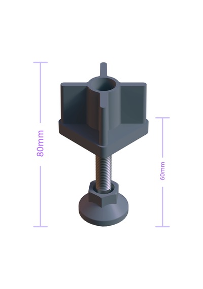 Cateksss 50x50 Mm Plastik Rotil Ayak - Profil Ayağı Tezgah Ayarlı Ayak Gri - 48 Li Paket