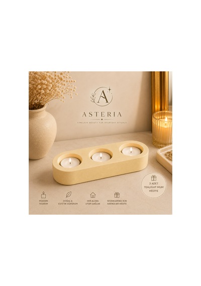 3'lü Tealight Mumluk Dekoratif Şamdan Modern Mumluk Ev Dekorasyonu Sarı - 901556277 Sarı - 901556277 Sarı
