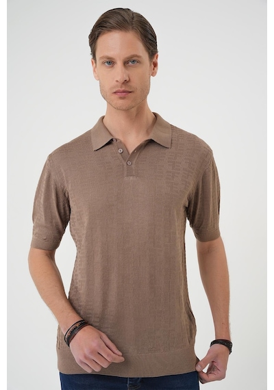 Efor Comfort Fit Polo Yaka Pamuklu Kısa Kol Casual Vizon Triko Tişört Tr 880 Vizon
