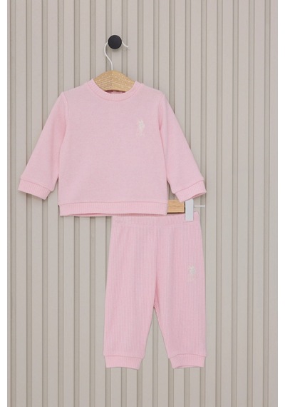 U.S. Polo Assn. Kız Bebek Uzun Kol 2lı Takım - Açık Pembe Açık Pembe