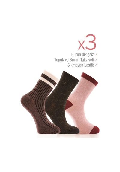 Miorre 3Lü Bayan Simli Çorap-Asorti-Std (554701016) Asorti