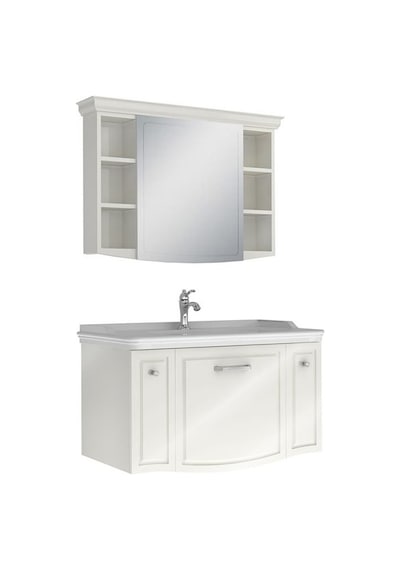 Kale Arte+ Banyo Dolabı Takımı 100 Cm Parlak Beyaz Krom Kulp Parlak Beyaz Kale Arte+ Banyo Dolabı Takımı 100 Cm Parlak Beyaz Krom Kulp Parlak Beyaz