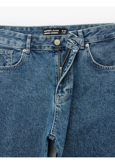 Koton Normal Bel Cepli Pamuklu Vintage Straight Fit Jean Pantolon Orta İndigo 6sam40312nd Koton Normal Bel Cepli Pamuklu Vintage Straight Fit Jean Pantolon Orta İndigo 6sam40312nd