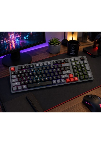 Mekanik Gaming Klavye Türkçe Q Kırmızı Switch 98 Tuş Rainbow Aydınlatmalı Usb Kablolu Oyuncu Klavyesi