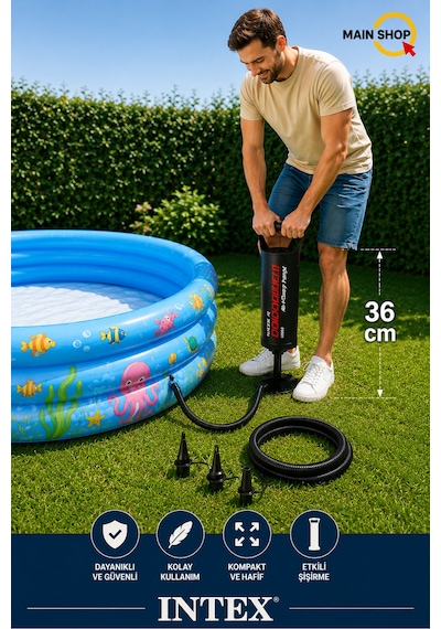 Mainshop Intex Double Quick I Pratik El Pompası Şişme Yatak Havuz Bot Pompası 36 Cm M-68614