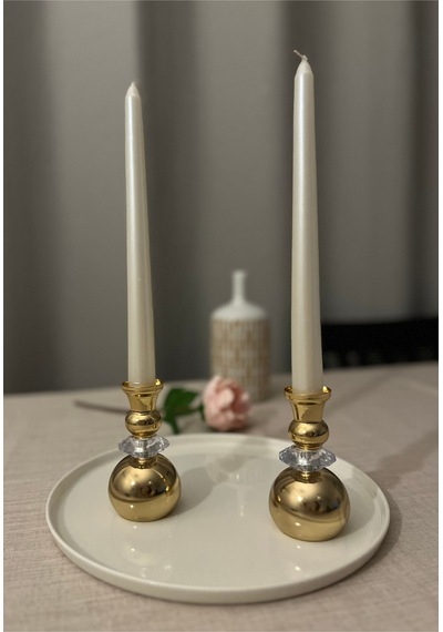 Gold Rengi Globe Crystal 2'li Şamdan&mumluk Seti Altın - 820428241 Altın