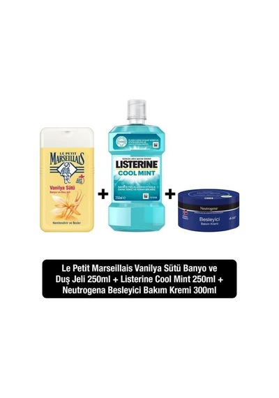Le Petit Marseillais Vanilya Sütü Duş Jeli 250 ML+Listerin Gargara 250 ML+Neutrogena Krem 30 ML