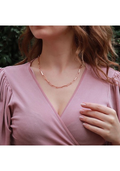 Rose Gold Kaplama Trend Geçme Gümüş Zincir Gümüş