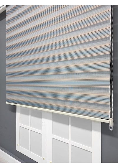 Mavi Bej Geçişli Zebra Stor 200x150 Çok Renkli