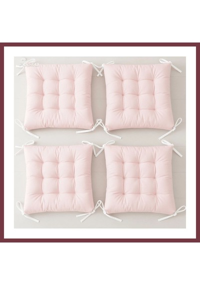 Storeşahin 4 Lü Kapitone Bağcıklı Sandalye Minderi 40 40 3 Cm Pembe 40 40 3 Cm 4 Adet Shn0720