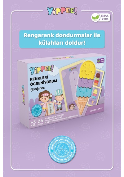 Renkleri Öğreniyorum Dondurma Renk Eşleştirme Oyunu 24 Parça