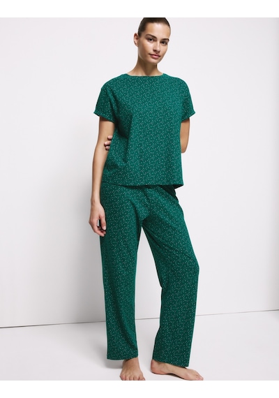 Marks & Spencer Pamuk Karışımlı Pijama Takımı T37004619F Yeşil