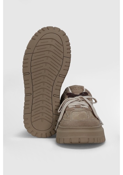Lufian 122230039 Kay Deri Kadın Sneaker Ayakkabı Bej