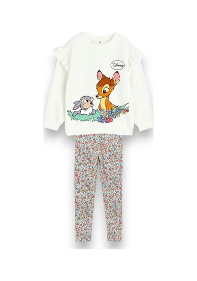 Lolliboomkids Yeni Sezon Sevimli Geyik Tavşan Desenli Çiçekli Fitilli Tayt Ve Sweatshirt Alt Üst Takım Ekru Lolliboomkids Yeni Sezon Sevimli Geyik Tavşan Desenli Çiçekli Fitilli Tayt Ve Sweatshirt Alt Üst Takım Ekru