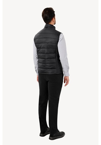 Ysf Erkek Siyah Regular Fit Desenli Yelek
