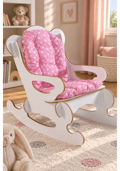 Sulorahome Yıldızlı Minderli Sallanan Çocuk Sandalyesi - Pembe Pembe - Beyaz