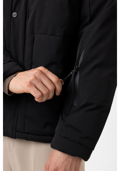 Back And Bond Siyah Regular Fit Kapüşonlu Kürklü Puffer Mont Çok Renkli