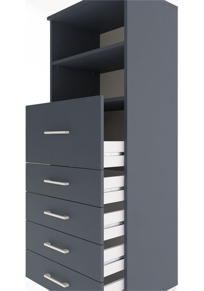 Hyperion Dolap 2 Raflı 5 Çekmeceli 60x44x163 Antrasit-antrasit Antrasit