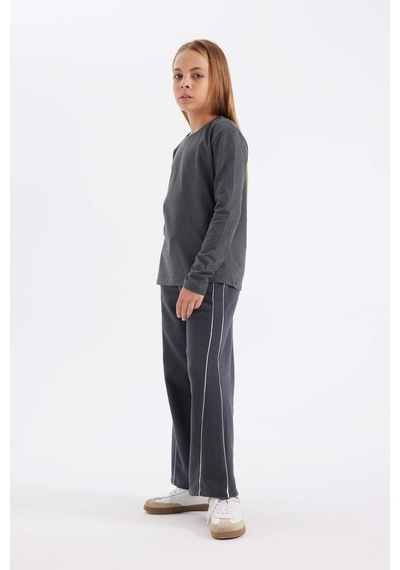 DeFacto Kız Çocuk Wide Leg Geniş Bol Paça Beli Lastikli Eşofman Altı C9674A824AUAR31 Antrasit