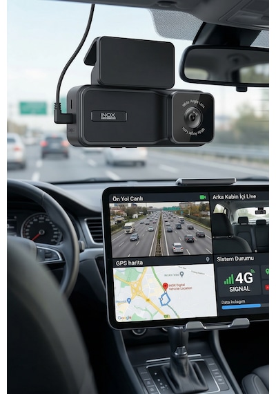 Inox-x607 4g Ve Gps Destekli Çift Yönlü Araç İçi Kamera - Canlı İzleme Ve Filo Takip Kamerası Dash Cam