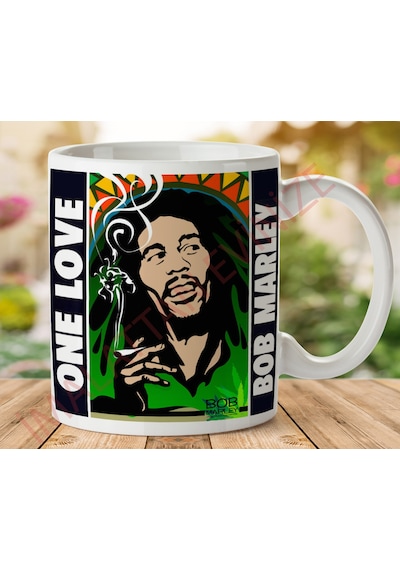 One Love Bob Marley Baskılı Seramik Kupa Bardak