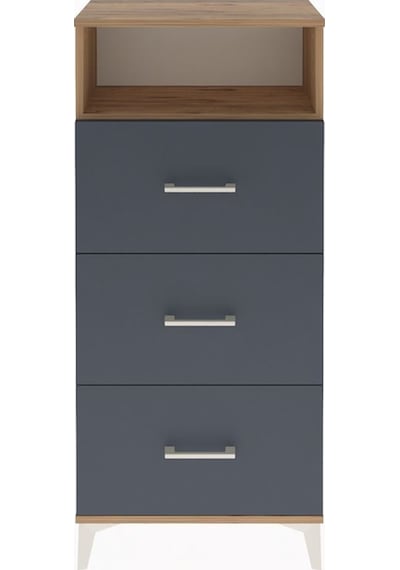 Arges Dolap Tek Raflı 3 Çekmeceli 60x30x134 Çam-antrasit Çam