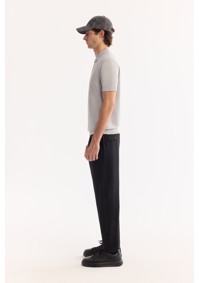 Avva Erkek Gri Polo Yaka Fermuarlı Rayon Tüylenmeyen Triko Regular Fit T-shirt A52y5006