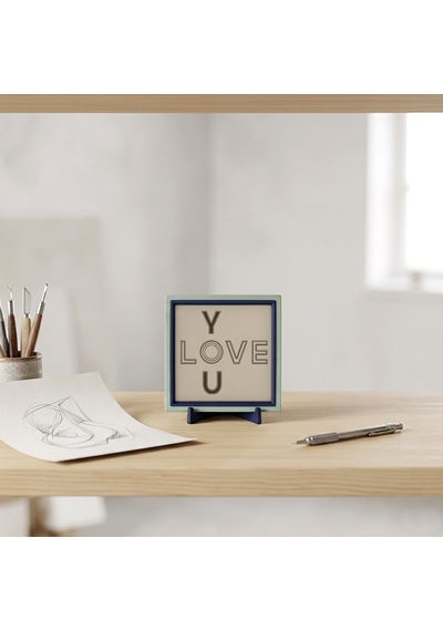 Minimalist Love You Yazılı Dekoratif Parça, Çalışma Masanız İçin Modern Ve Sempatik Detay 10x10 Cm