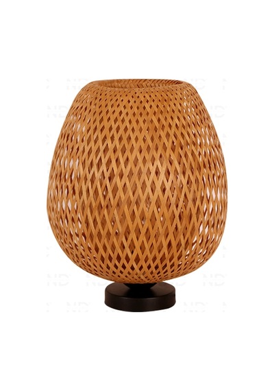 Boja Bambu Abajur, Masa Lambası 25x25x30 Cm İskandinav, Modern, Bohem, Rattan, Aydınlatma