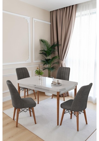 80x170cm Mutfak Masası Takımı 4 Kişilik Açılır Masa Sandalye Takımı -yemek Odası-mdf Beyaz - Antrasit 80x170cm Mutfak Masası Takımı 4 Kişilik Açılır Masa Sandalye Takımı -yemek Odası-mdf Beyaz - Antrasit