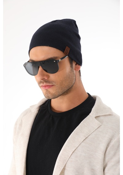 Ritagarcia Unisex Etiket Detaylı Pamuklu Penye Bere Kışlık Mevsimlik Beanie Bere Lacivert