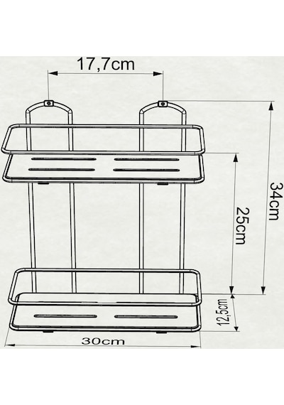 Teknotel Iki Katlı Ahşap Banyo Duş Rafı Krom Bk076 Siyah